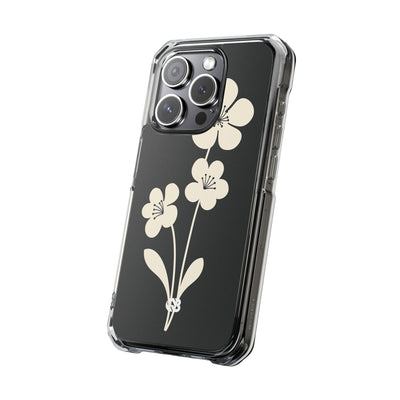 Black Impact MagSafe Phone Case for iPhone - Obsidian Cream Bloom