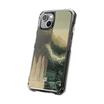 Beige Impact MagSafe Phone Case for iPhone - Veridian Data Ridge
