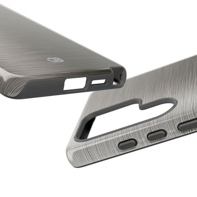 Grey Tough Phone Case for Samsung - Brushed Industrial Steel