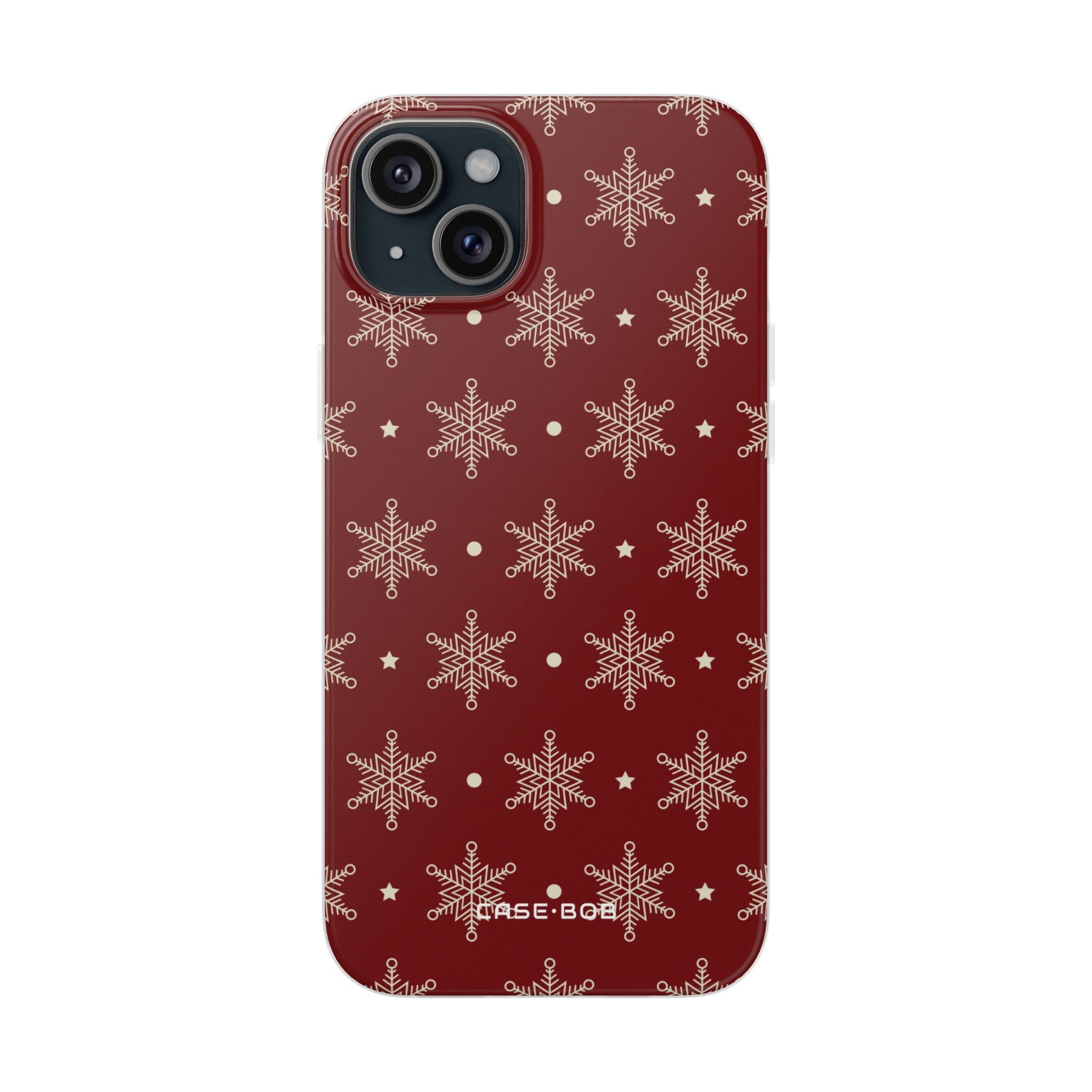 Creme Schneeflocke Crimson iPhone 15 Plus Case - Soft