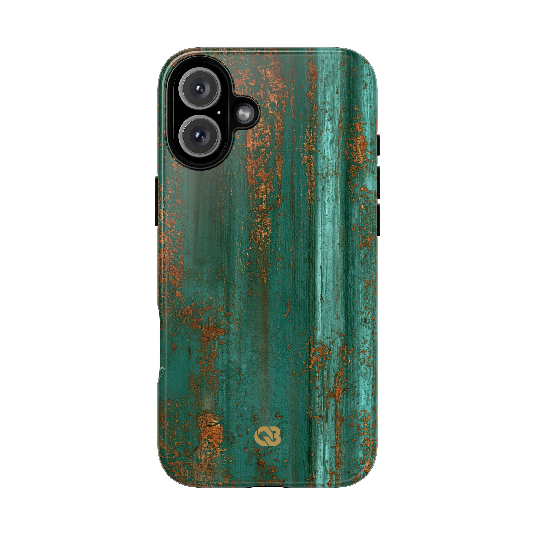 Teal Tough Phone Case for iPhone - Verdigris Copper Siding