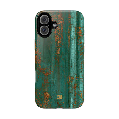 Teal Tough Phone Case for iPhone - Verdigris Copper Siding