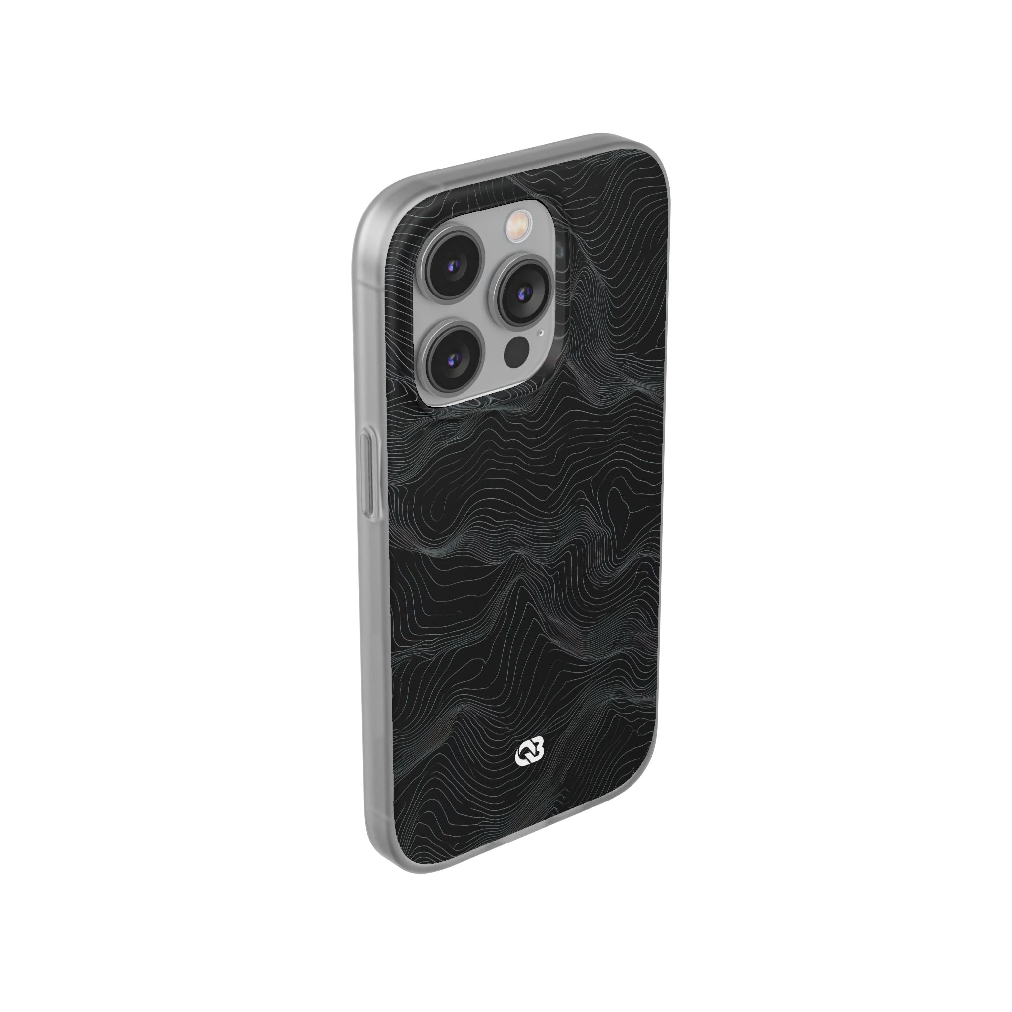 Black Lite Phone Case for iPhone - Obsidian Topo Wireframe