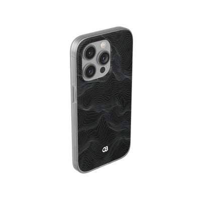 Black Lite Phone Case for iPhone - Obsidian Topo Wireframe