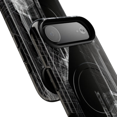 Black Tough 2.0 Magsafe Phone Case for iPhone - Ghost Urban Wireframe