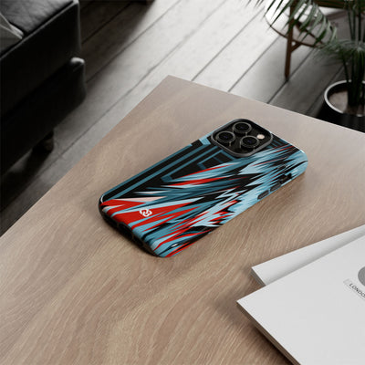 Blue Tough Phone Case for iPhone - Glitch Peak Cyan