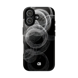 Black Tough 2.0 Magsafe Phone Case for iPhone - Kinetic Wireframe Orbit