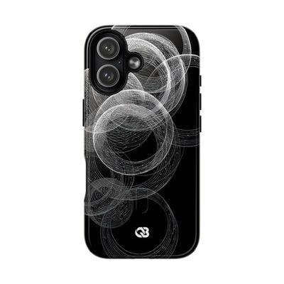 Black Tough 2.0 Magsafe Phone Case for iPhone - Kinetic Wireframe Orbit