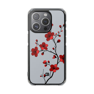 Grey Impact MagSafe Phone Case for iPhone - Crimson Blossom Onyx