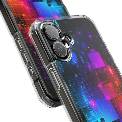 Spectral Circuit Grid · Clear Impact Magnetic Phone Case for iPhone · Black