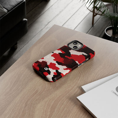 Crimson Halftone Camo · Tough Phone Case for iPhone · Red