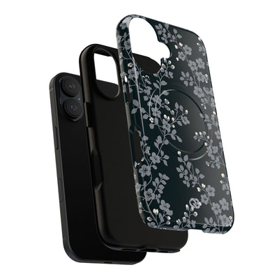 Black Tough 2.0 Magsafe Phone Case for iPhone - Midnight Slate Blossom