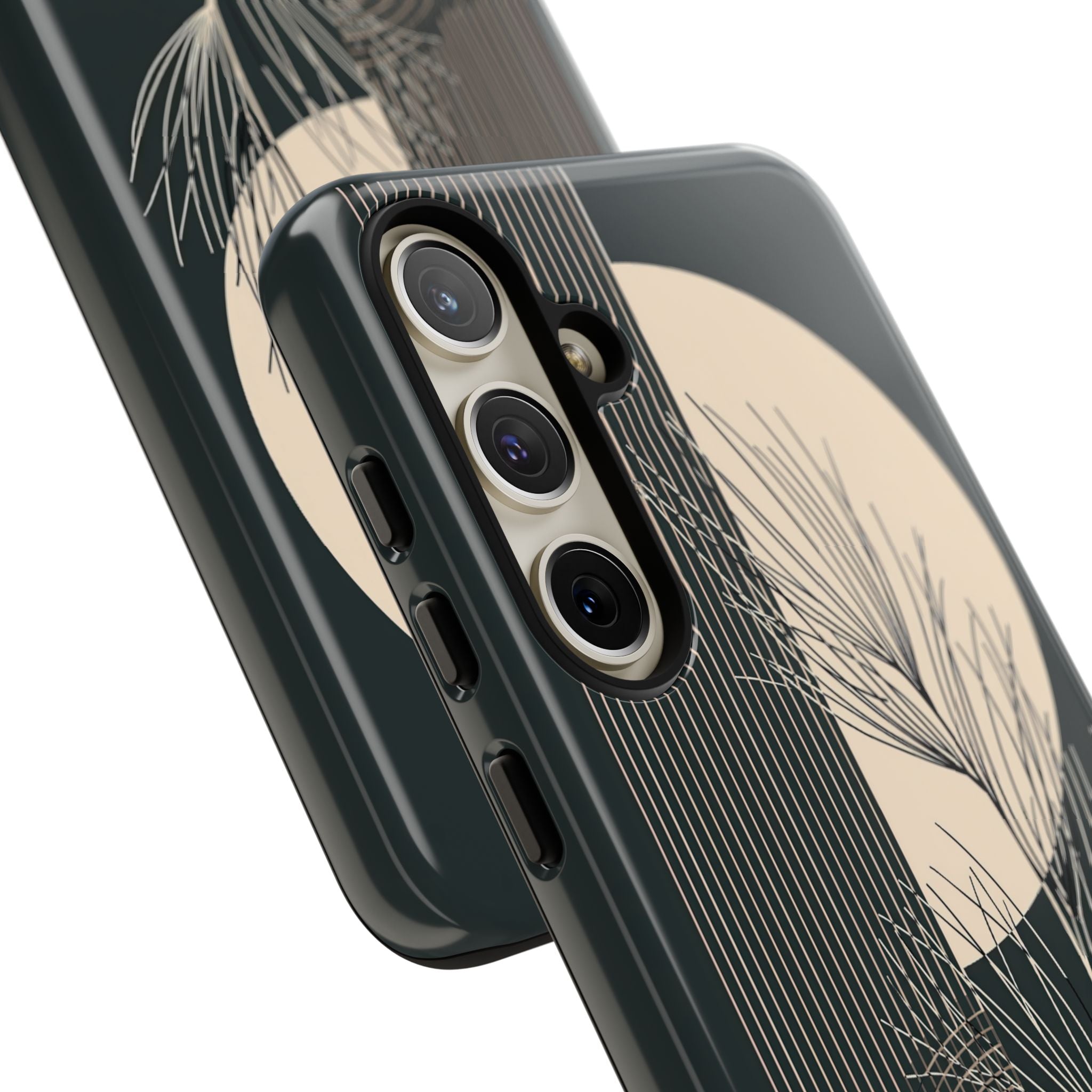 Black Tough Phone Case for Samsung - Obsidian Sand Willow