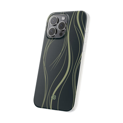 Green Lite Phone Case for iPhone - Obsidian Sage Flow