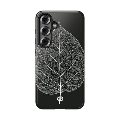 Black Tough Phone Case for Samsung - Bleached Leaf Lattice