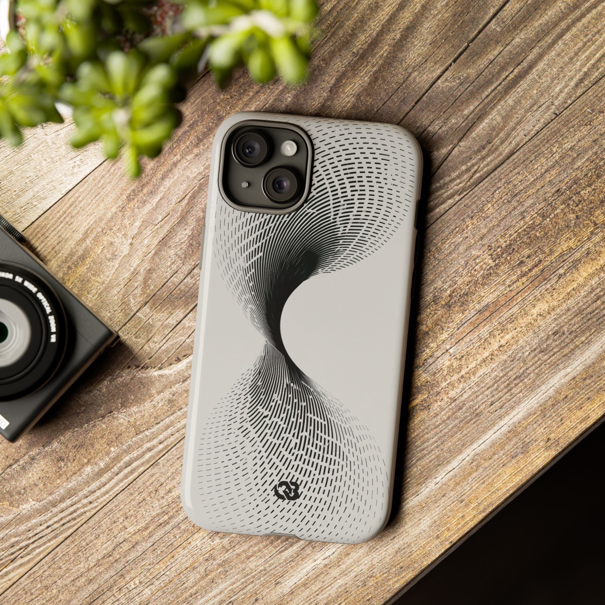 White Tough Phone Case for iPhone - Linear Torsion Grid