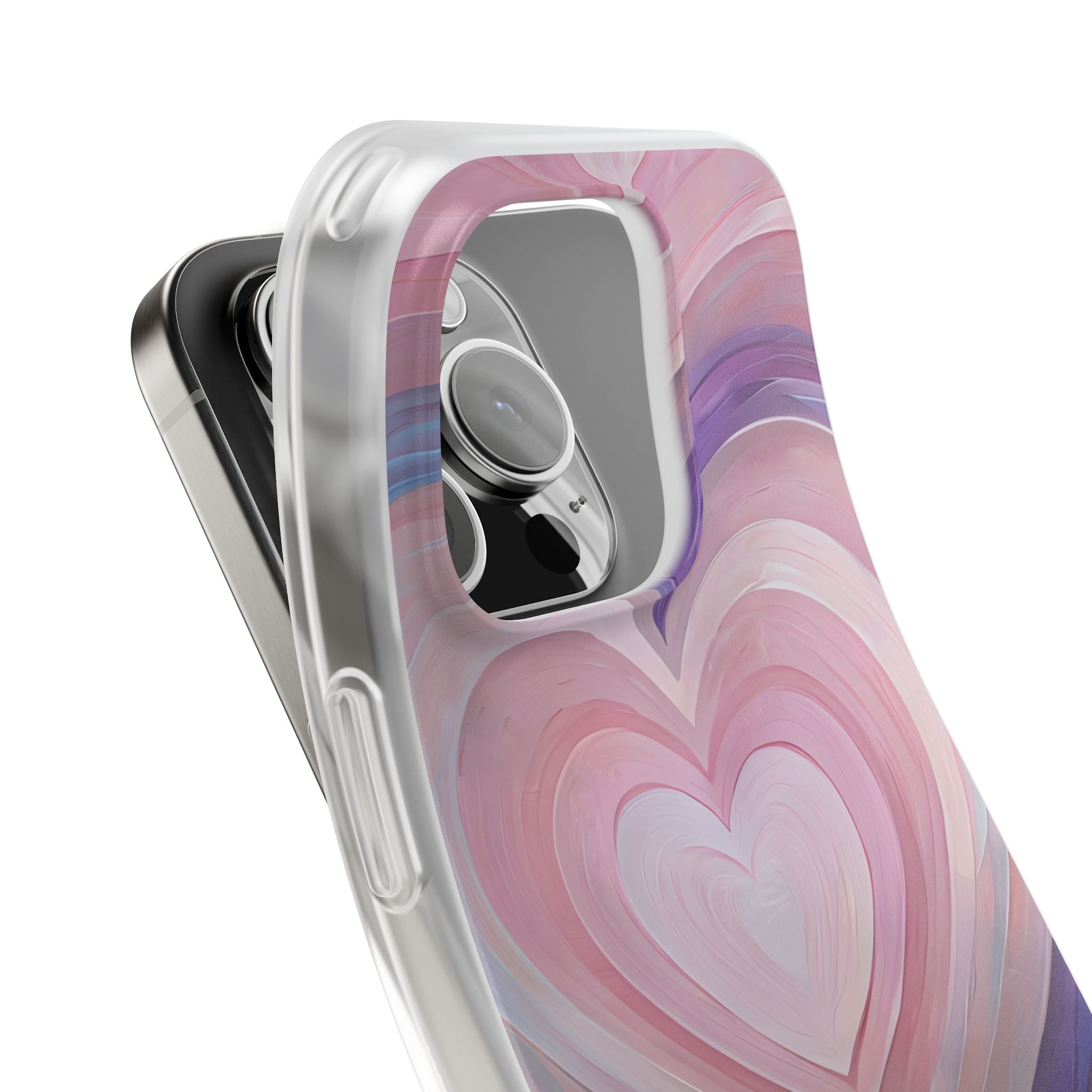 Lavender Pulse Hearts · Soft Mobilskal för iPhone