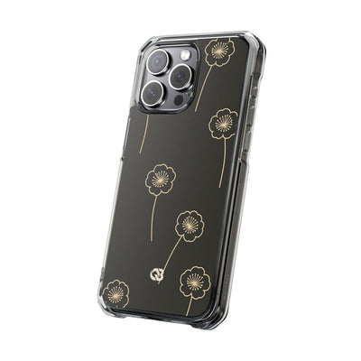 Black Impact MagSafe Phone Case for iPhone - Obsidian Sand Petals