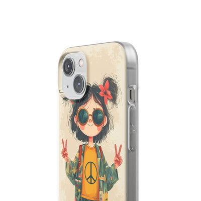 Retro Peace Girl · Soft Phone Case for iPhone