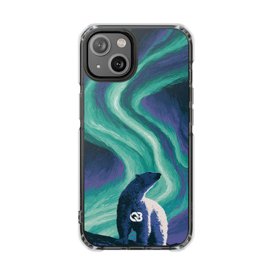 Arctic Aurora Bear · Clear Impact Magnetic Phone Case for iPhone · Teal