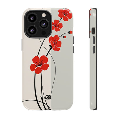 Scarlet Bloom Minimal · Tough Phone Case for iPhone · Red