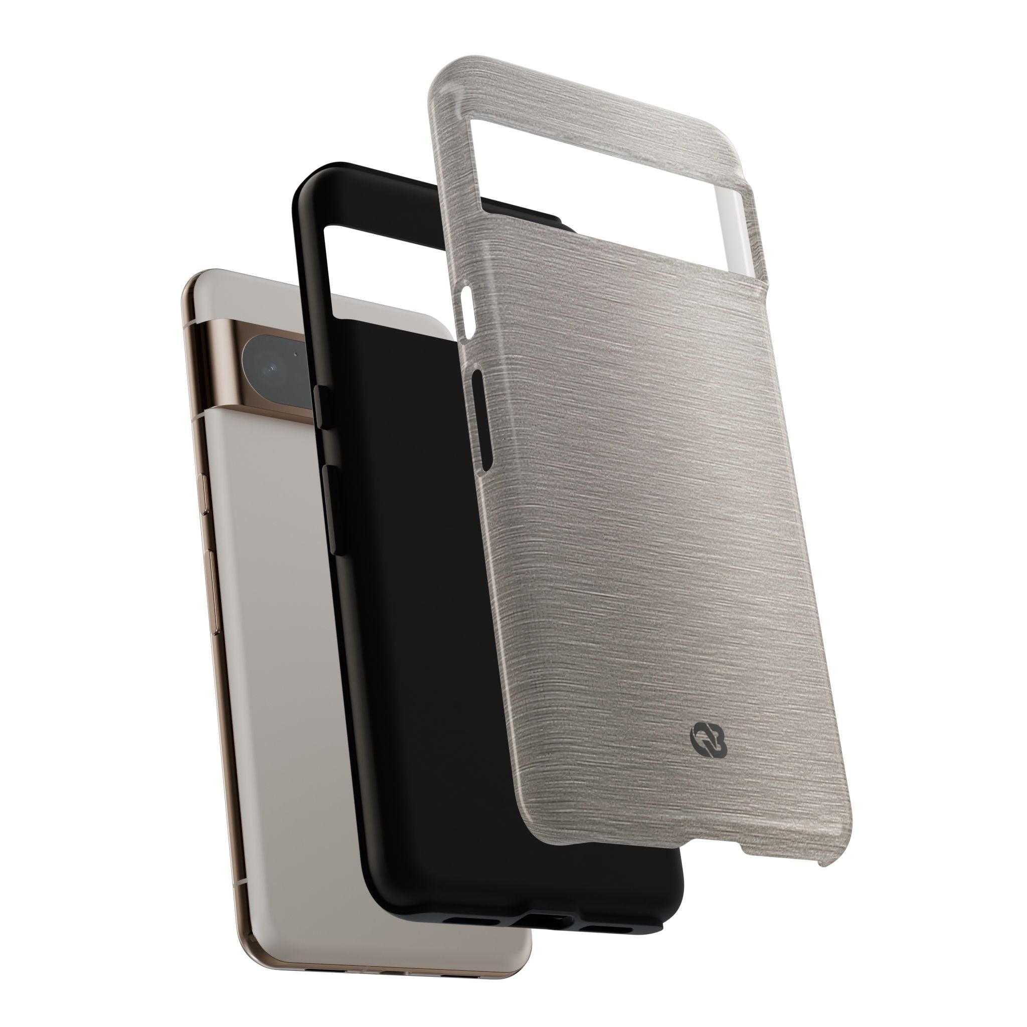Grey Tough Phone Case for Google Pixel - Brushed Nickel Linen