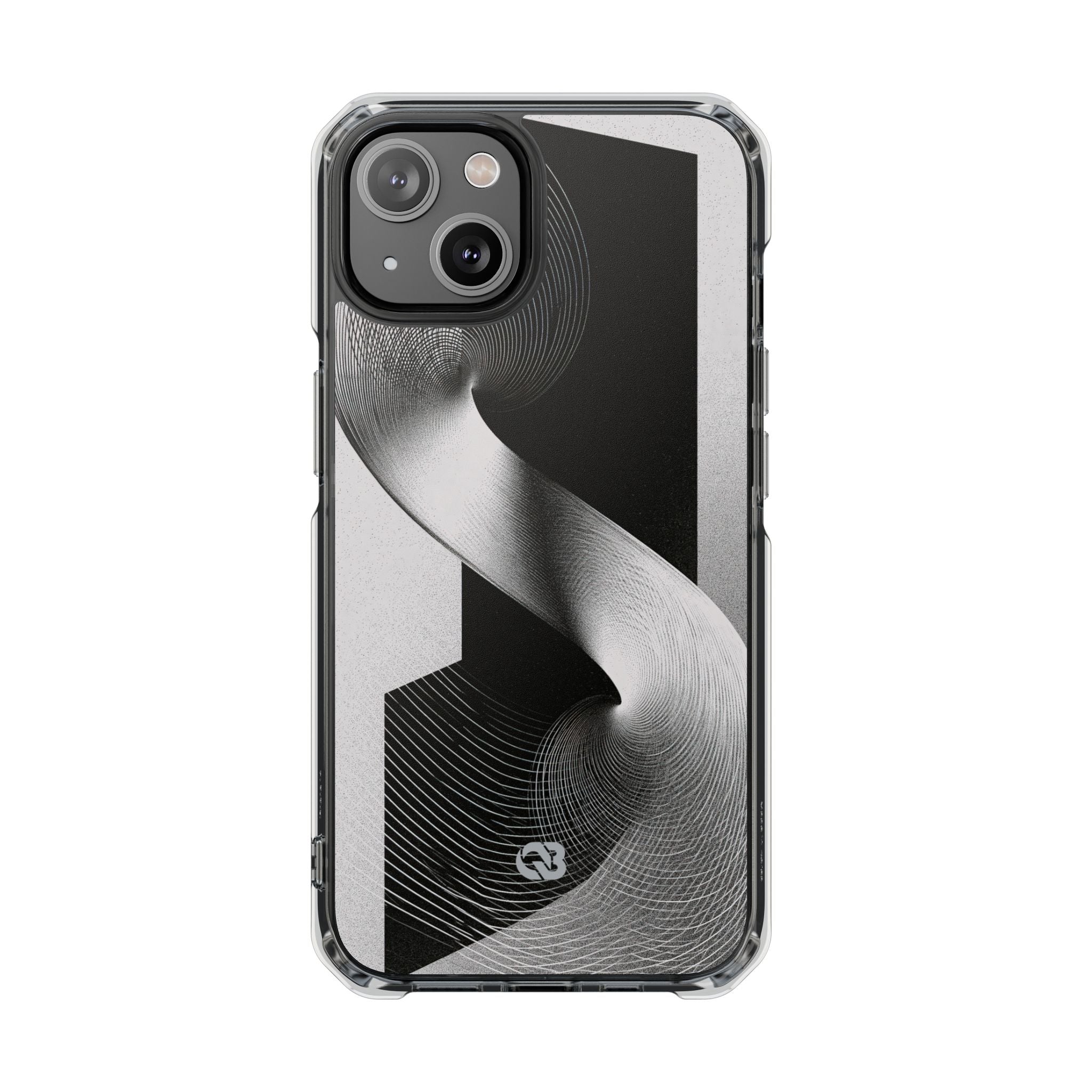Grey Impact MagSafe Phone Case for iPhone - Obsidian Moiré Wave