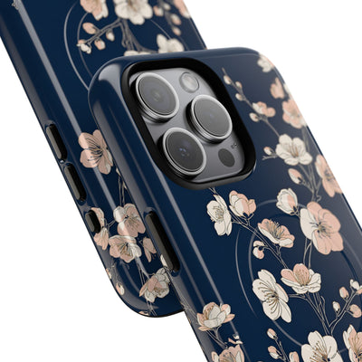 Blue Tough 2.0 Magsafe Phone Case for iPhone - Midnight Peach Sakura