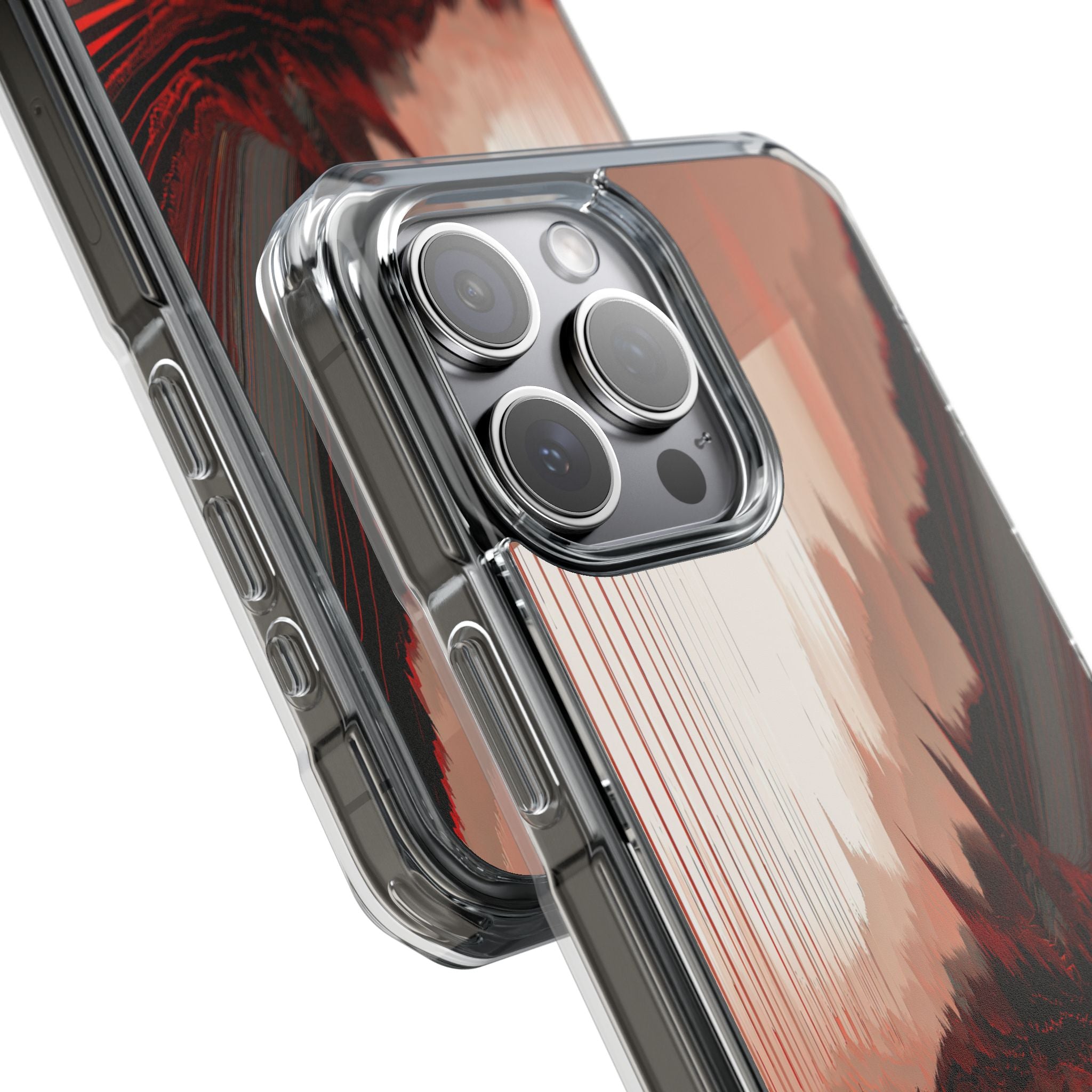 Red Impact MagSafe Phone Case for iPhone - Crimson Pulse Horizon