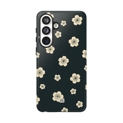 Teal Tough Phone Case for Samsung - Obsidian Cream Petals