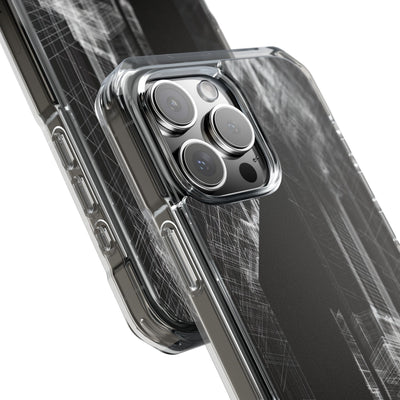 Black Impact MagSafe Phone Case for iPhone - Ghost Urban Wireframe