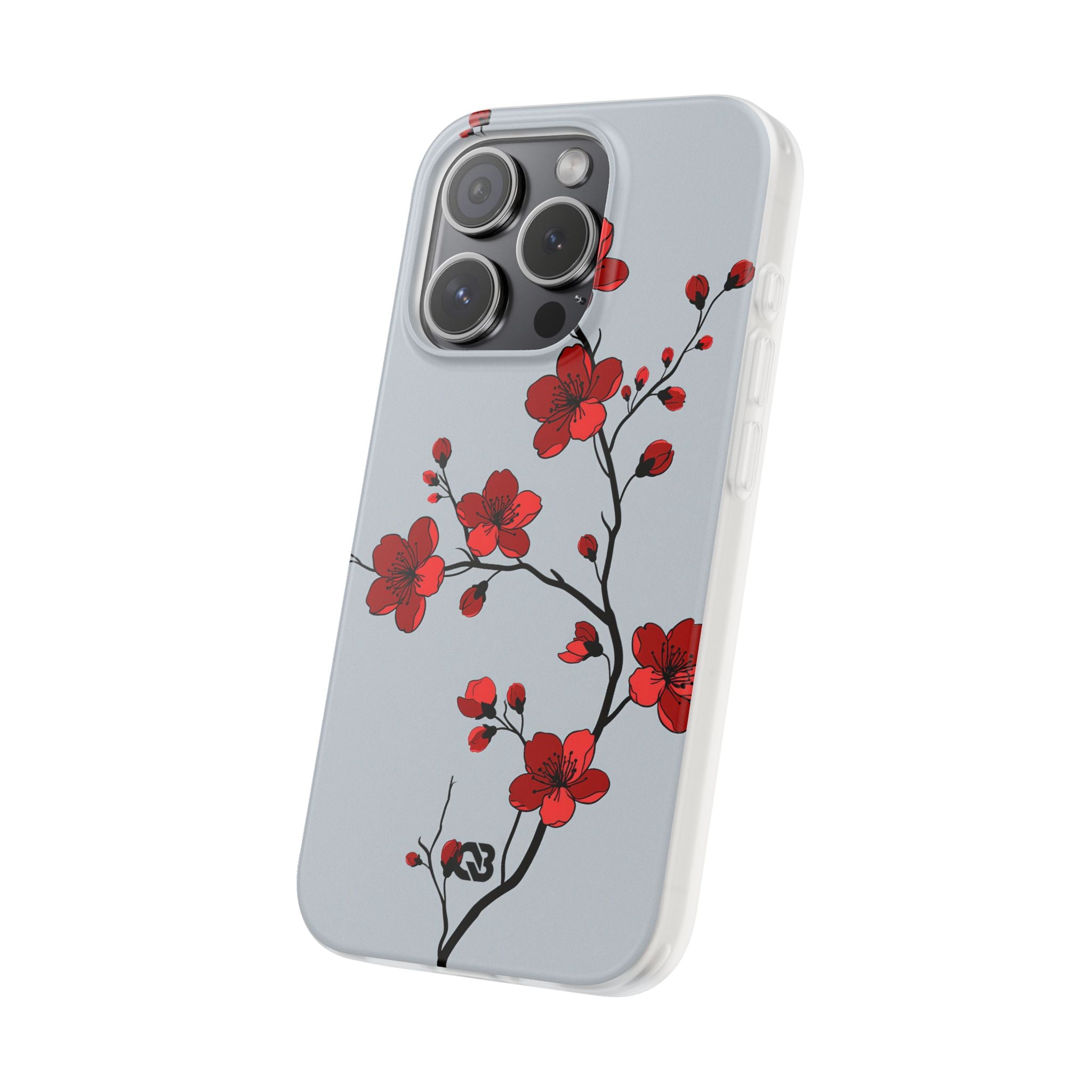 Grey Lite Phone Case for iPhone - Crimson Blossom Onyx