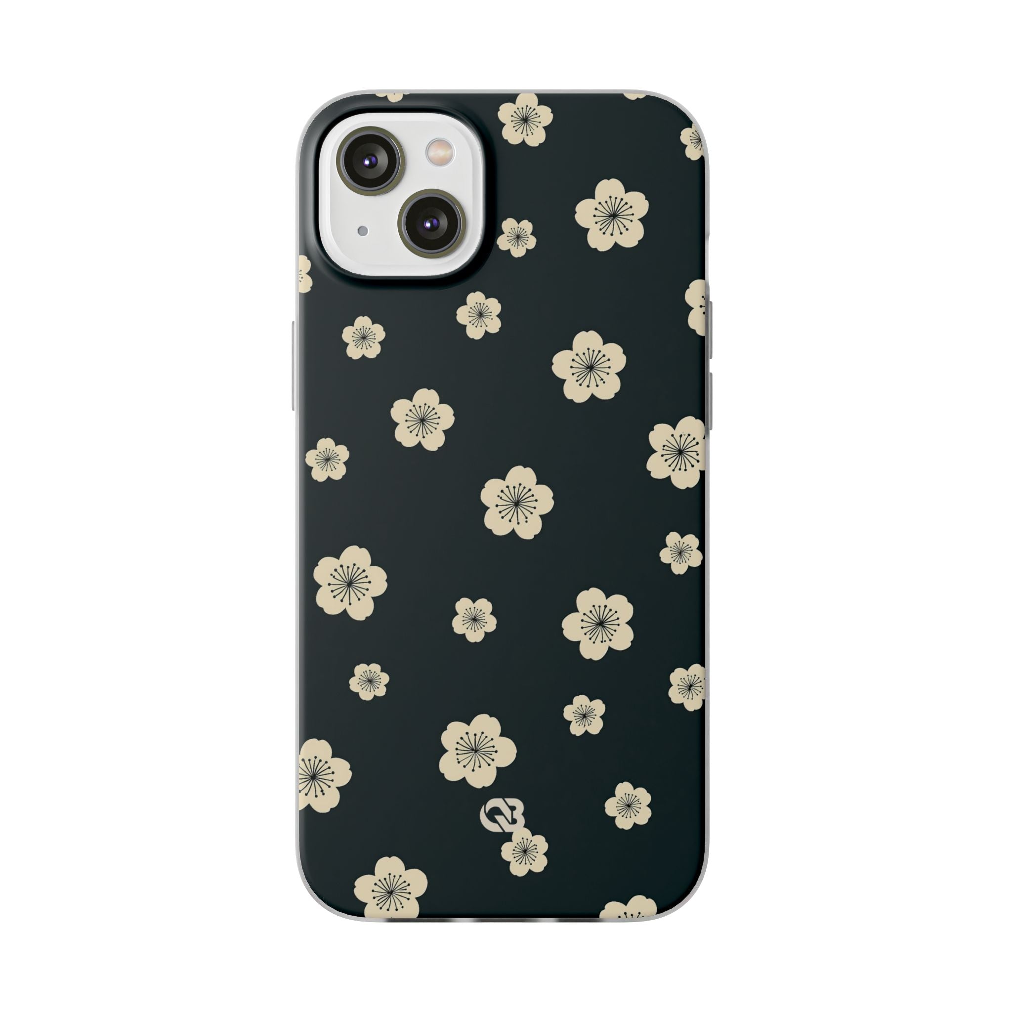 Teal Lite Phone Case for iPhone - Obsidian Cream Petals