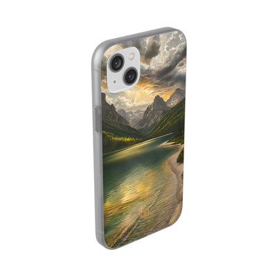 Gilded Mountain Lake · Soft Phone Case for iPhone