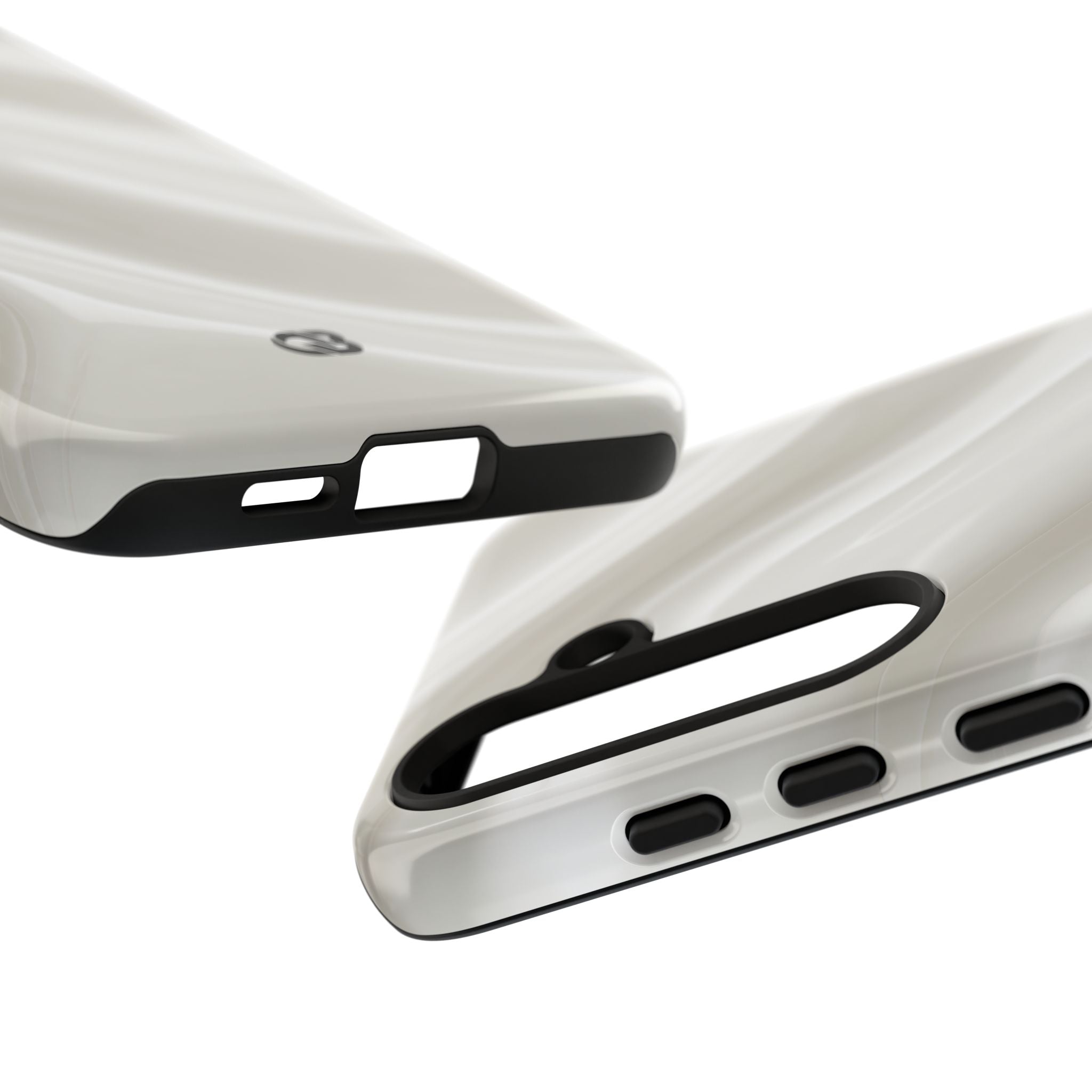 White Tough Phone Case for Samsung - Polished Ivory Wave