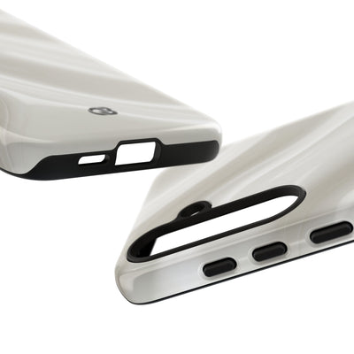 White Tough Phone Case for Samsung - Polished Ivory Wave