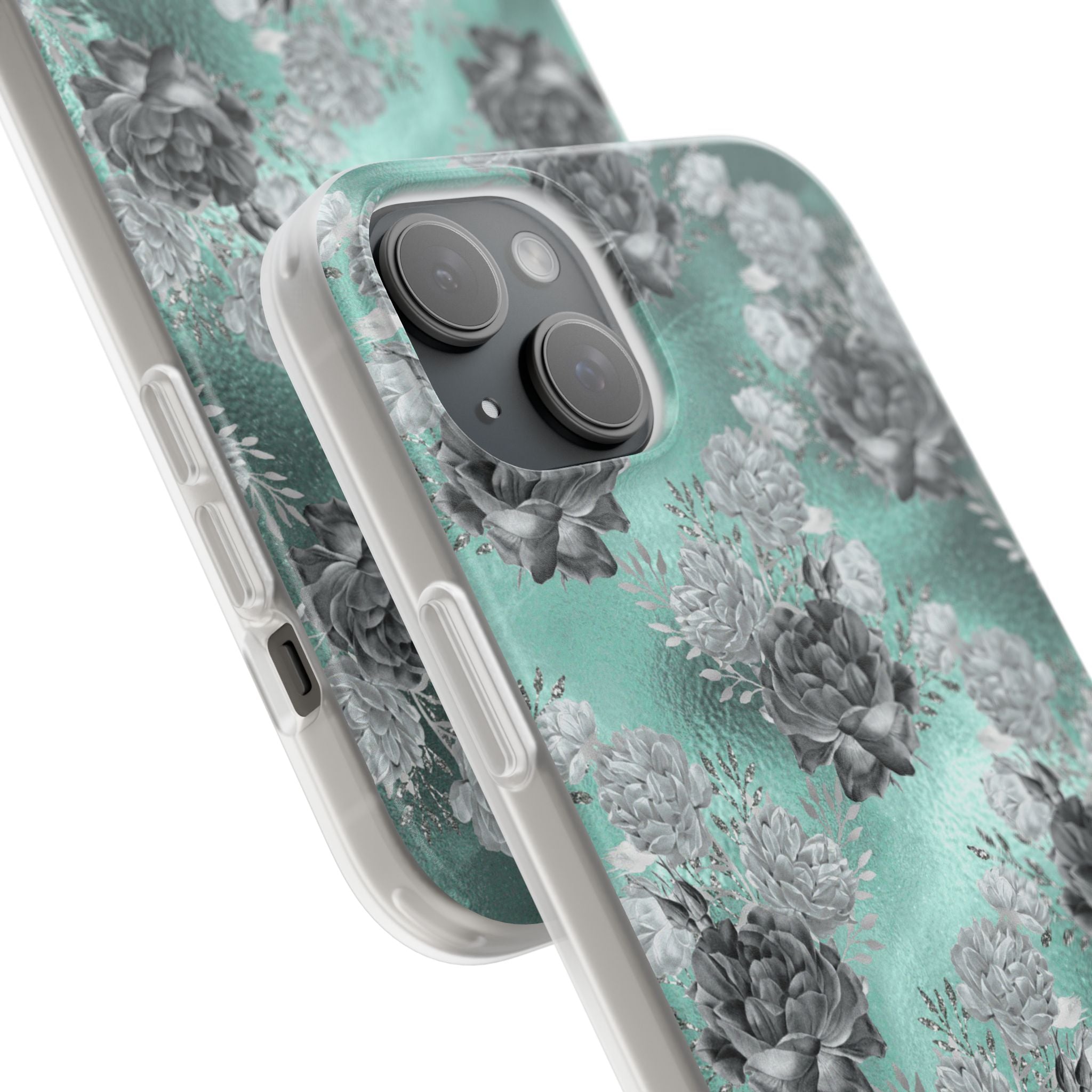 Frost Mint Floral · Soft Handyhülle für iPhone