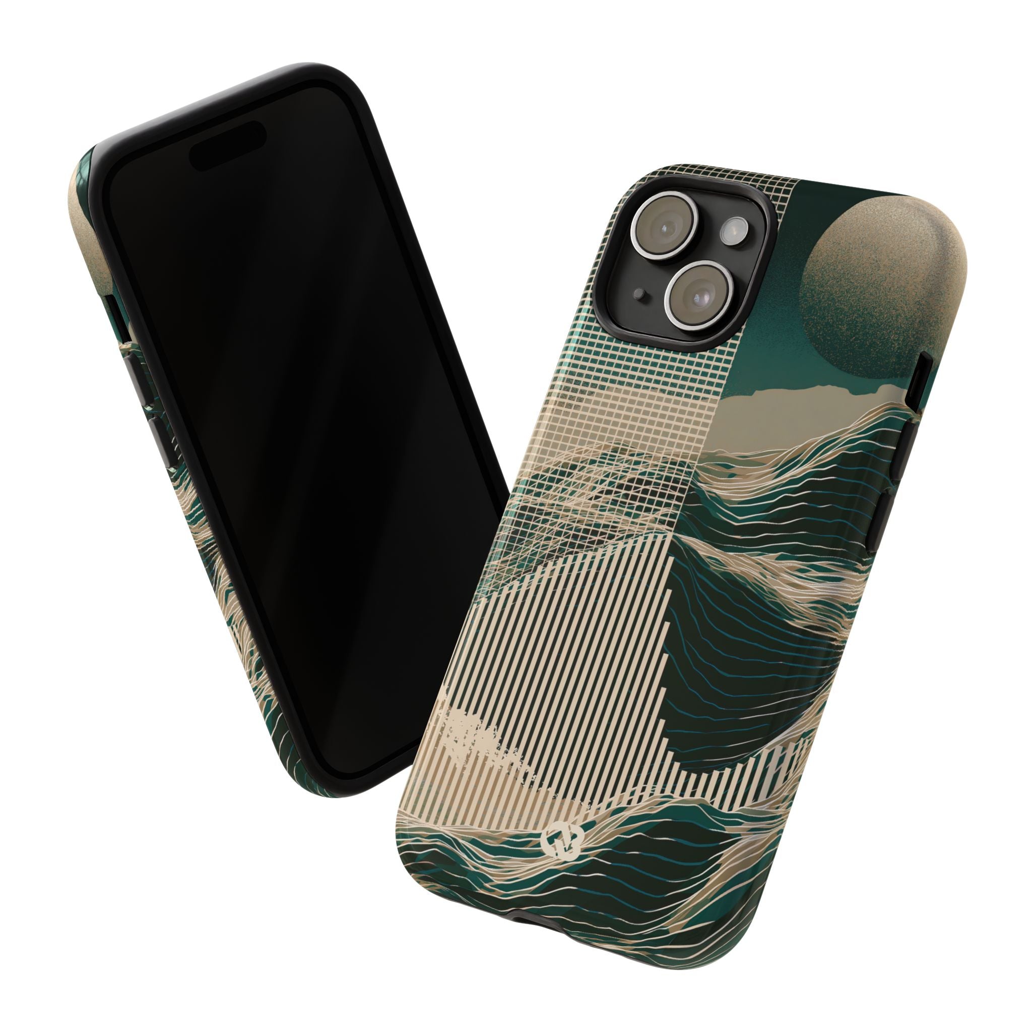 Green Tough Phone Case for iPhone - Lunar Moss Topography