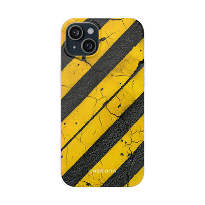 Gul Stribe Distress iPhone 15 Plus Cover - Blød
