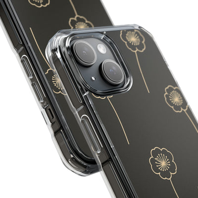 Black Impact MagSafe Phone Case for iPhone - Obsidian Sand Petals