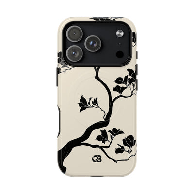 Beige Tough 2.0 Magsafe Phone Case for iPhone - Obsidian Bonsai Silhouette