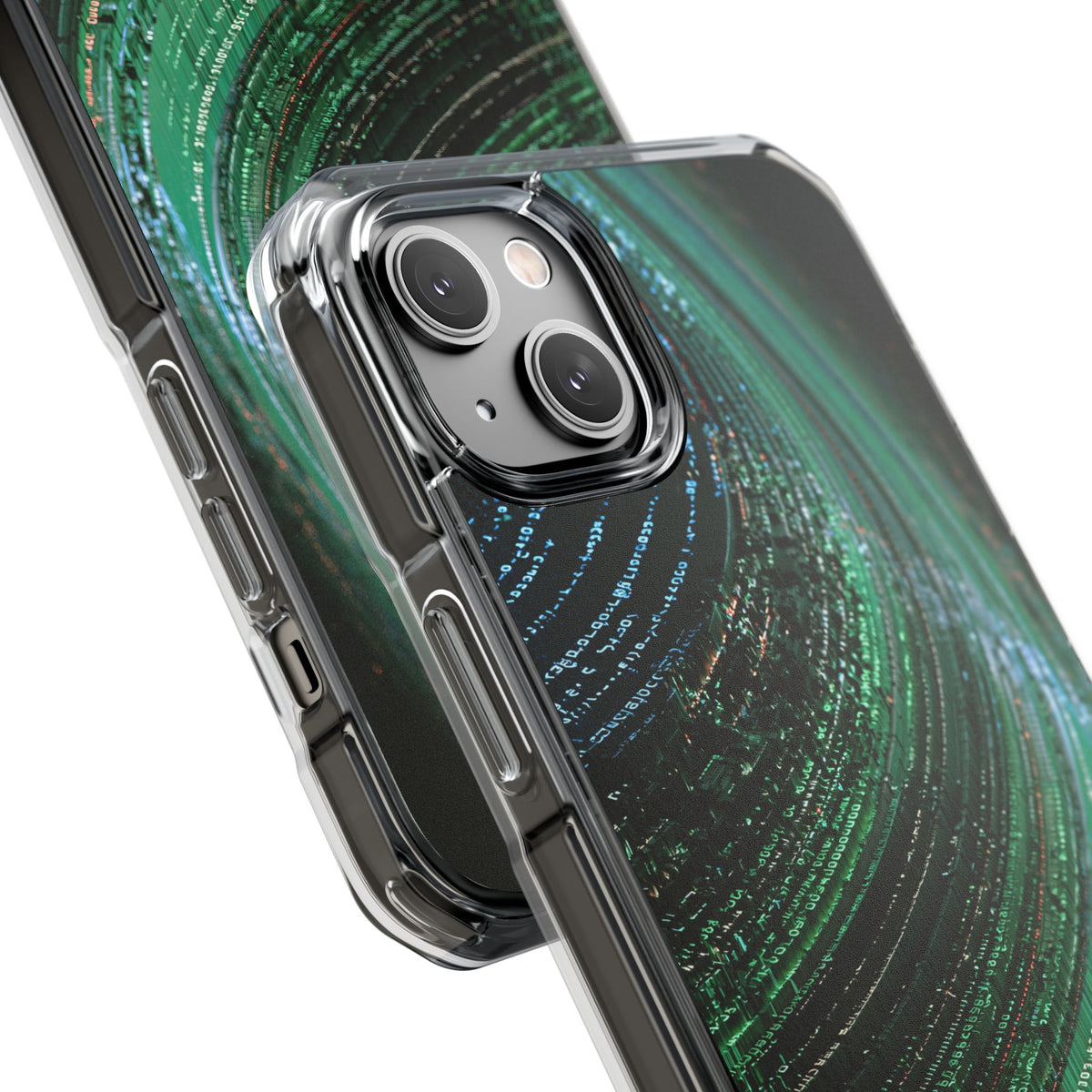 Orbital Data Stream · Clear Impact Magnetic Phone Case for iPhone · Green