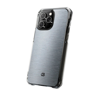 Brushed Aluminum · Clear Impact Magnetic Phone Case for iPhone ·  Silver