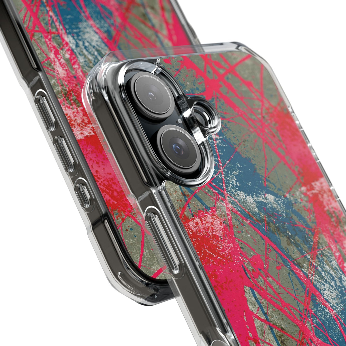 Neon Static Drip · Clear Impact Magnetic Phone Case for iPhone · Pink