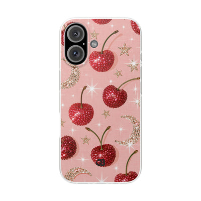 Bedazzled Ruby Cherries · Lite Phone Case for iPhone ·  Pink