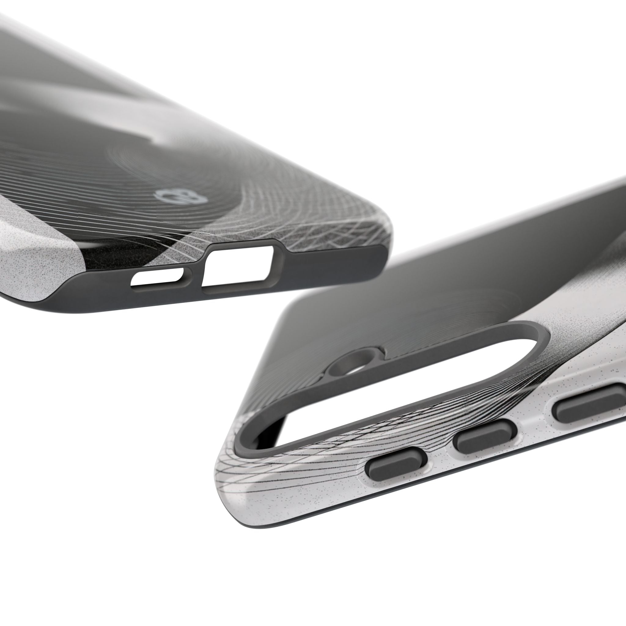 Grey Tough Phone Case for Samsung - Obsidian Moiré Wave