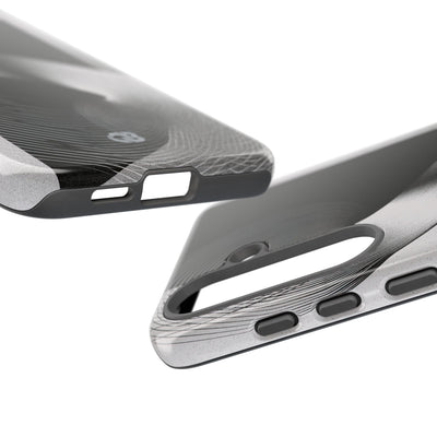 Grey Tough Phone Case for Samsung - Obsidian Moiré Wave