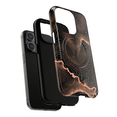 Orange Tough 2.0 Magsafe Phone Case for iPhone - Salmon Ridge Topo
