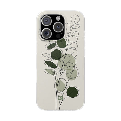 Green Lite Phone Case for iPhone - Muted Eucalyptus Sketch