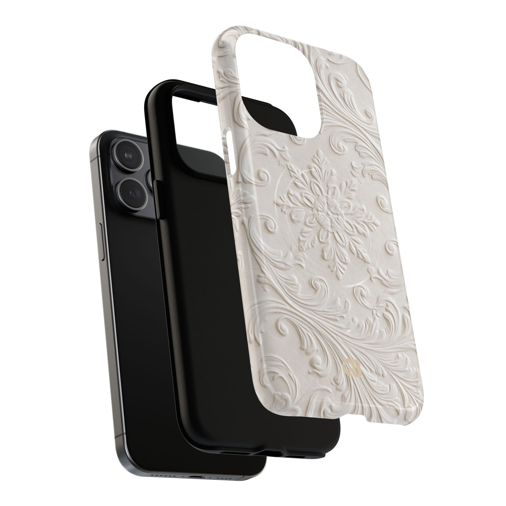White Tough 2.0 Magsafe Phone Case for iPhone - Alabaster Floral Relief